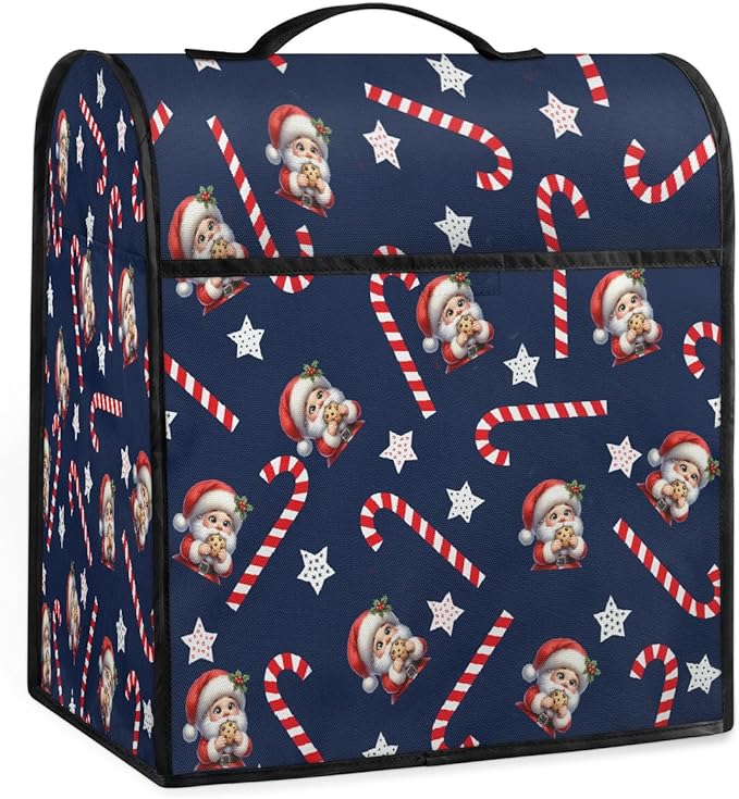 cfpolar Kitchen Aid Mixer Cover Compatible with 6-8 Quarts Xmas Santa Candy Cane Stand Mixer Cover Kitchen Aid Mixers Accessories Appliance Organizer Bag Dust Covers with Zipper Pocket