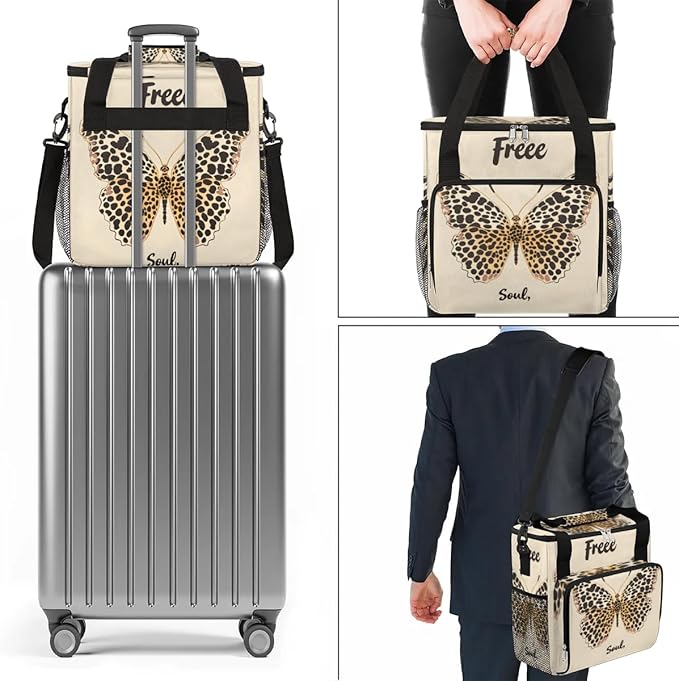 Coffee Maker Carrying Bag Leopard Butterfly Single Cup Coffee Maker Travel Bag Compatible with Keurig K-Mini or K-Mini Plus Portable Storage Bag with Shoulder StrapAZ-202