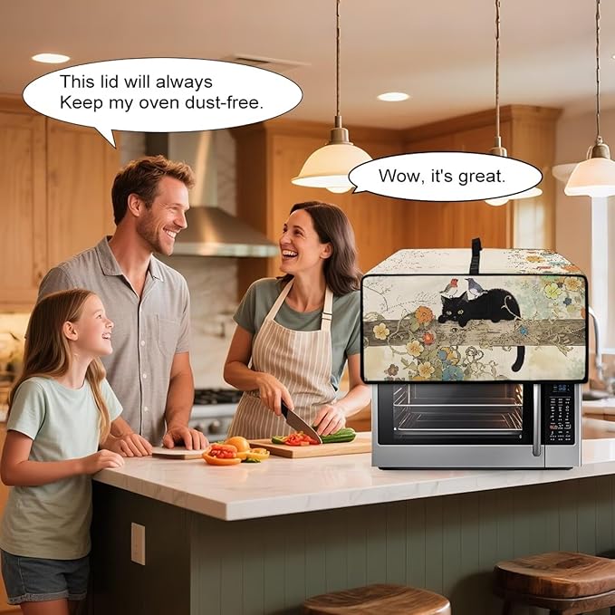 Doojoayie Black Cat Coffee Appliance Dust Cover 6 Slice Toaster Cover Small Appliance Dust Protector for Toaster Oven/Bread Making Machine/Air Fryer
