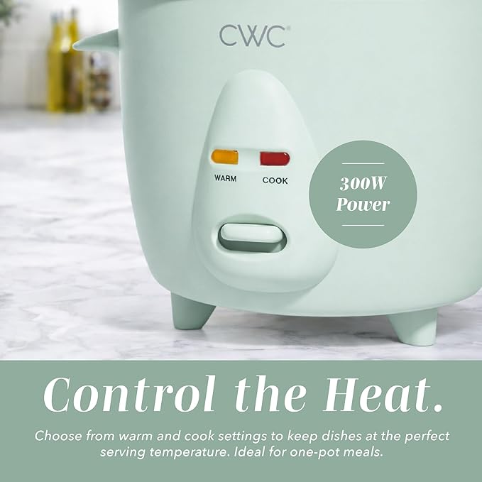 COOK WITH COLOR 6 Cup Rice Cooker 300W - Effortless Cooking and Perfectly Cooks 3 Cups of Raw Rice for 6 Cups of Cooked Rice Sage