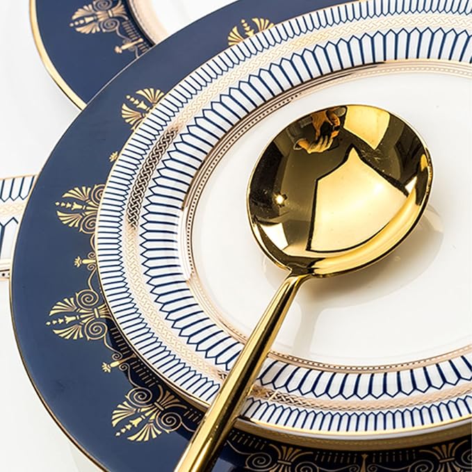 European Style Dinnerware Set Service for 1/4/6/8 Bone China Dinnerware Sets Unbreakable Porcelain Dinner Sets Coffee Cup and Saucer Tableware Set Steak Dinner P