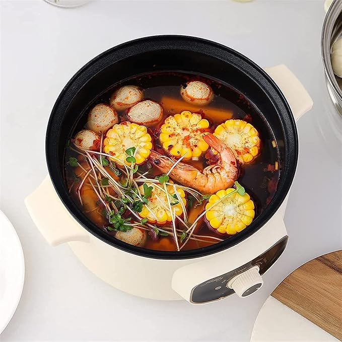 Rice Cooker - Rice Cooker With Steamer Basket 110V Electric Skillet Multi-Functional Rice Cooker Food Steamer Nonstick Personal Hot Pot With Lid Home Steam Simmer Stir Fry Griddle