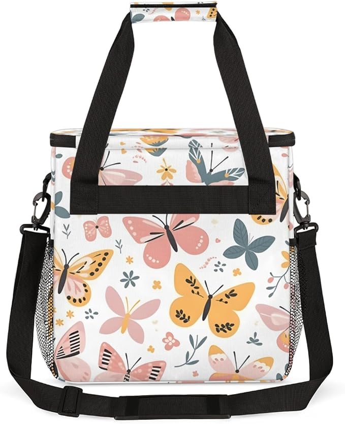 Dreamy Butterfly Coffee Maker Carrying Bag Artistic Butterfly Travel Storage Bag Compatible with K-Mini or K-Mini Plus Single Serve Coffee Brewer Carrying Case with Multiple Pockets &amp Shoulder S