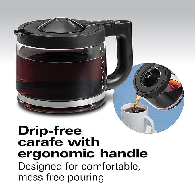 Hamilton Beach Professional Programmable Drip Coffee Maker 12 Cup Capacity Ergonomic Carafe 60oz Removable Reservoir120 volts Brushed Metal (49500)