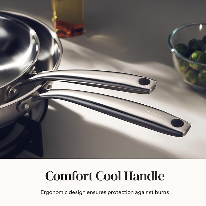Redchef Stainless Steel Frying Pan Set Induction Kitchen Cookware Set Non-Toxic Uncoated Skillets for Searing &amp Cooking Oven Safe Stainless Steel Cookware Set 3-Piece (8 9.5 11)