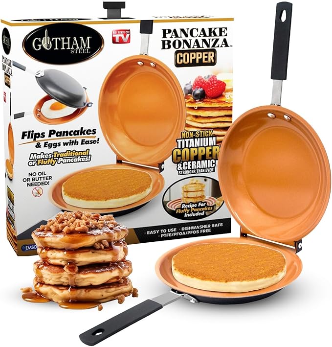 Gotham Steel 20pc Copper Cookware &amp Bakeware Set + Double Sided Copper Pan for Pancakes &amp More