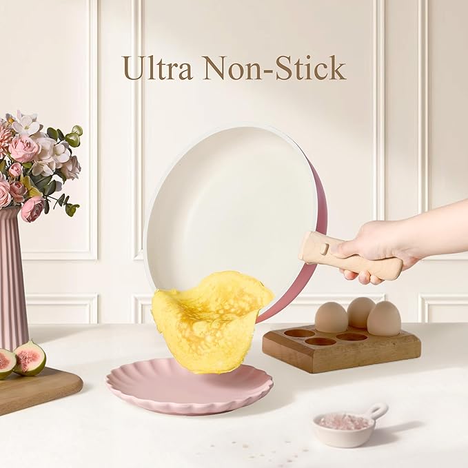 CAROTE Pots and Pans Set Nonstick Cookware Set Detachable Handle 19pcs Induction Kitchen Cookware Sets Non Stick with Removable Handle RV Cookware Set Oven Safe Pink