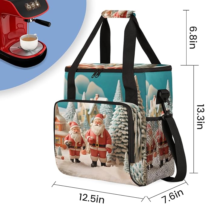 Colorful Santa Claus Coffee Maker Carrying Bag Fantastic Santa Claus Travel Storage Bag Compatible with K-Mini or K-Mini Plus Single Serve Coffee Brewer Carrying Case with Pockets &amp Shoulder Str