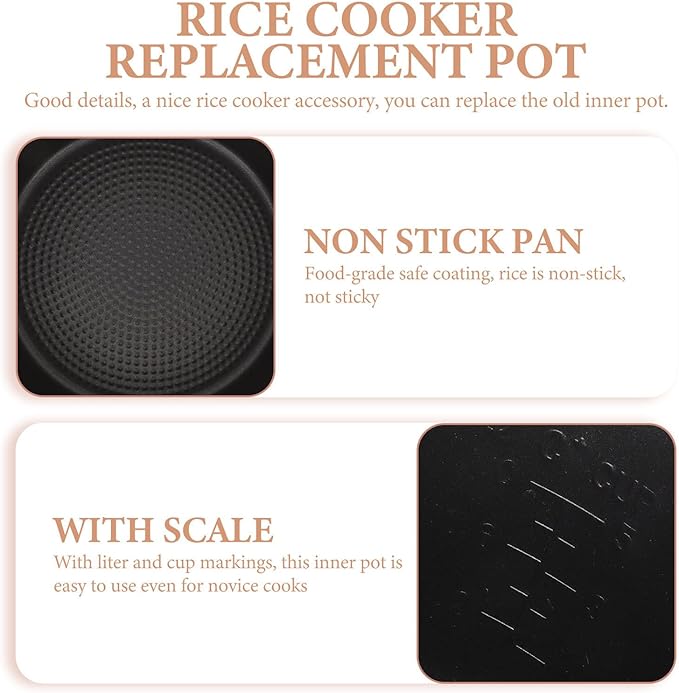 Inner Cooking Rice Cooker Rice Cooker Inner Pot - Ceramic Cooking Pot Household Non-stick Electric Cooker Accessory(Golden) Tiger