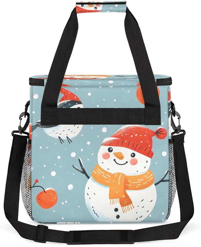 Christmas Snowman Bird Coffee Maker Carrying Bag Travel Storage Bag Compatible with K-Mini or K-Mini Plus Single Serve Coffee Brewer Carrying Case with Multiple Pockets &amp Shoulder Strap