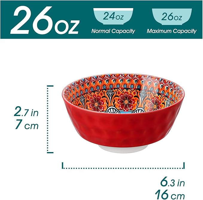 vancasso 18 Pieces Dinnerware Sets Bundles 26oz Cereal Bowls Set of 6