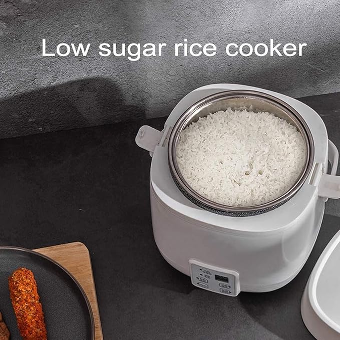 MZBDYYF Low Sugar Removing Mini Rice Cooker - Small Hunger Slow Cooker with Stainless Steel Pot Steamer Timer