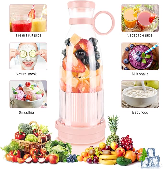 Portable Manual Food Blender Pink