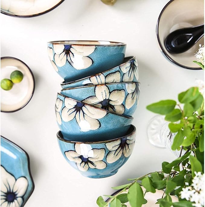 Dinnerware Set for Home or Special Restaurant Hand-Painted Dinnerware Set Rice Bowl Soup Bowl Dinner Plate Fish Plate Combination Ceramic Household Service for 2