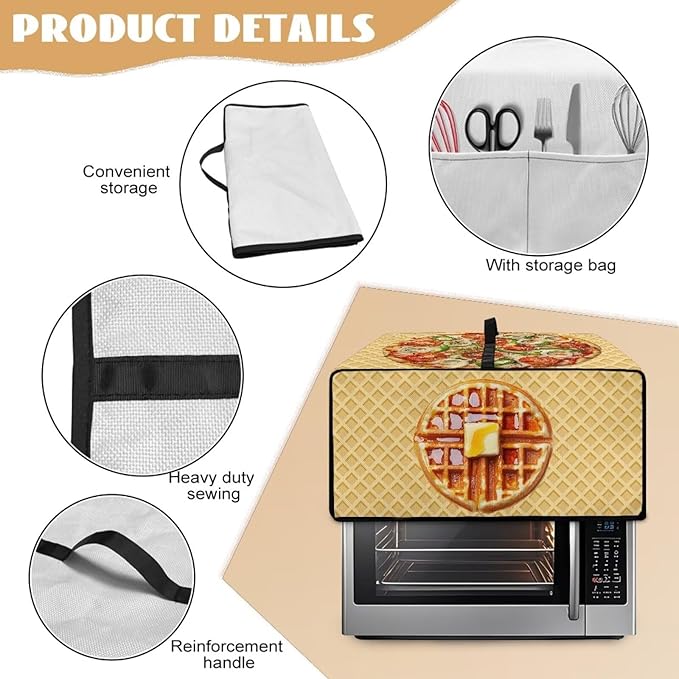 Doojoayie Waffle Toaster Cover 4 Slice Small Appliance Dust Protector Bread Making Machine Cover Compatible with Toaster/Kitchen Appliance 18.5x14.5x 9
