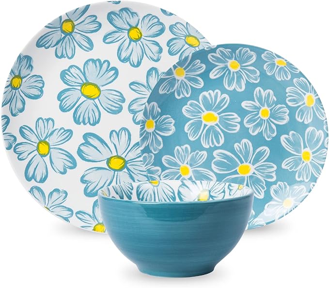 12-pieces Dinnerware Set Ceramic Dish Set Plates Sets Service for 4 Bowl Sets Stoneware Dinnerware Sets 12pcs Plate and Bowl Set for kitchen