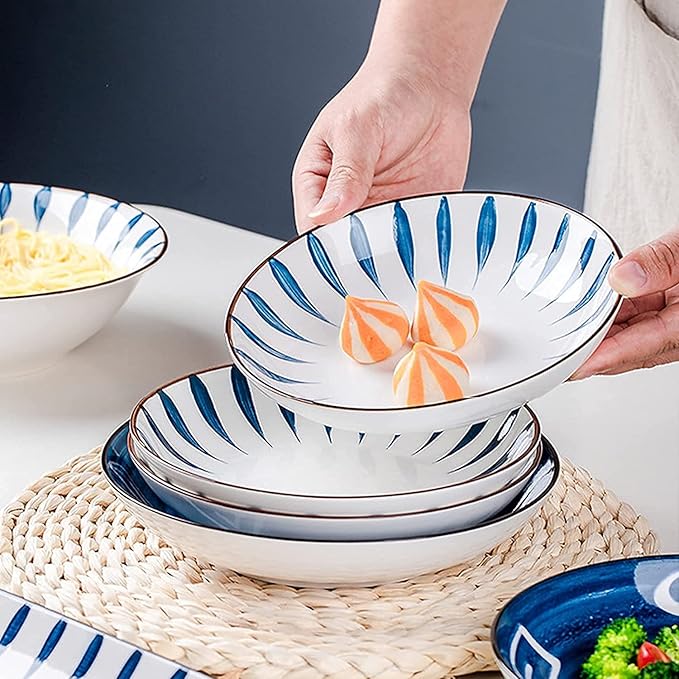 Porcelain Dinnerware Sets Plates and Bowls Sets Modern Ceramics Dinnerware Set Service for 8-12 Japanese Style Plates and Bowls Sets Dis（Oracle 35 Pieces