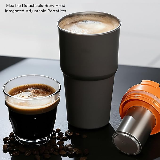 Pssopp Coffee Machines 600ml Stainless Steel Electric Coffee Extraction Mug with Insulated Function for Outdoor Travel Camping Portable Maker Small Maker
