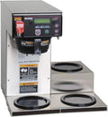 BUNN Axiom DV-3 Dual Voltage Automatic Commercial 12-Cup Coffee Maker 3 Lower Warmers 38700.0009Grey 7.5 Gallons
