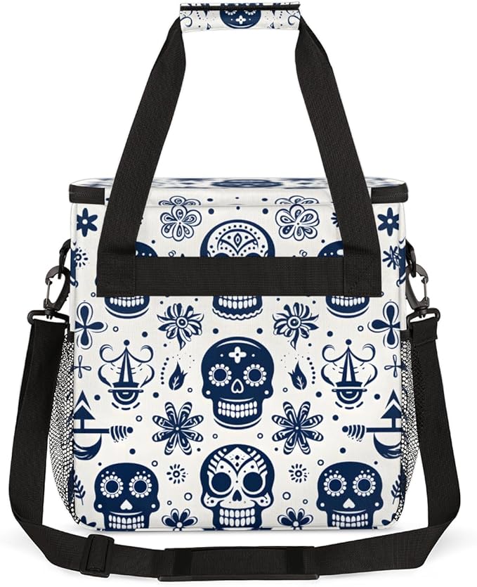 Skull Mandala Coffee Maker Carrying Bag Portable Travel Storage Tote Bag Compatible with K-Mini or K-Mini Plus Single Serve Coffee Brewer Carrying Case with Multiple Pockets &amp Shoulder Strap