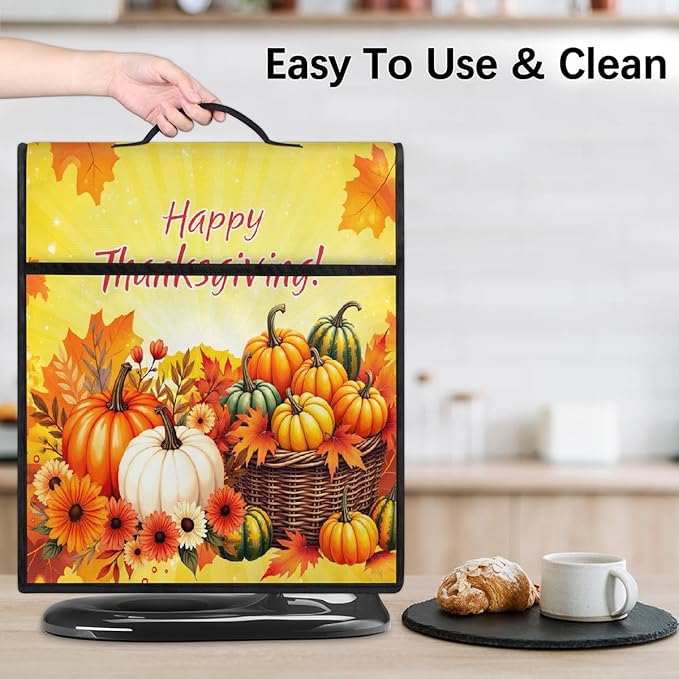 cfpolar Kitchen Aid Mixer Cover Compatible with 6-8 Quarts Thanksgiving Pumpkin Sunflower Stand Mixer Cover Kitchen Aid Mixers Accessories Appliance Organizer Bag Dust Covers with Zipper Pocket