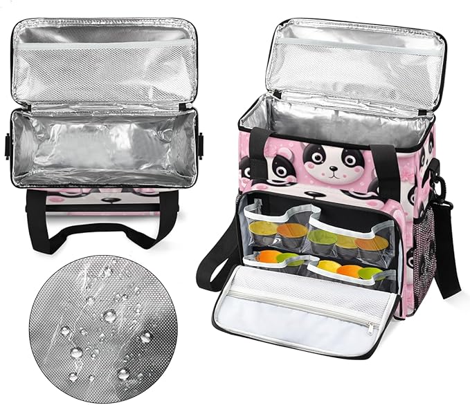 Pink Flower Panda Coffee Maker Carrying Bag Portable Travel Storage Tote Bag Compatible with K-Mini or K-Mini Plus Single Serve Coffee Brewer Carrying Case with Multiple Pockets &amp Shoulder Strap