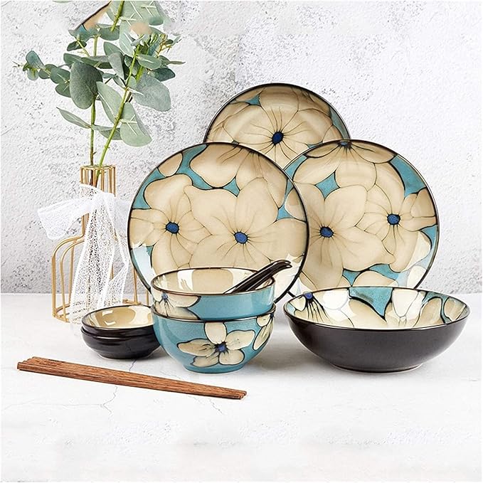 Elegant Dinnerware Set Dinner Plates Bowls Set Hand-Painted Dinnerware Set Rice Bowl Soup Bowl Dinner Plate Fish Plate Combination Ceramic Household Service For 212 Piece