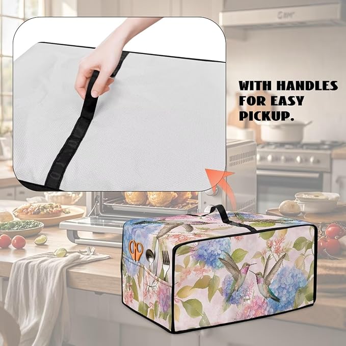 Hummingbird Leaves Toaster Oven Cover Waterproof Air Fryer Compatible for Air Fryer/French Door 360 Air Fryer Toaster Oven Combo With Organizing Side Pockets