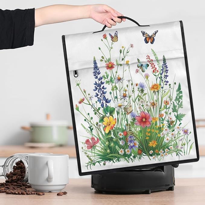 cfpolar Kitchen Aid Mixer Cover Compatible with 6-8 Quarts Spring Flower Butterfly Floral Stand Mixer Cover Kitchen Aid Mixers Accessories Appliance Organizer Bag Dust Covers with Zipper Pocket