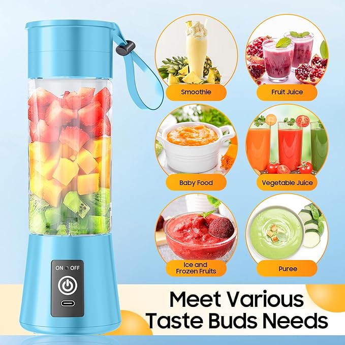2026 Newly Upgraded Portable Smoothie Blender - Cordless Personal Blender Type-C Rechargeable 13Oz Juice Cup BAP Free 20000Rpm Speed Powerful Blending Freshly Squeezed in Sports/Office