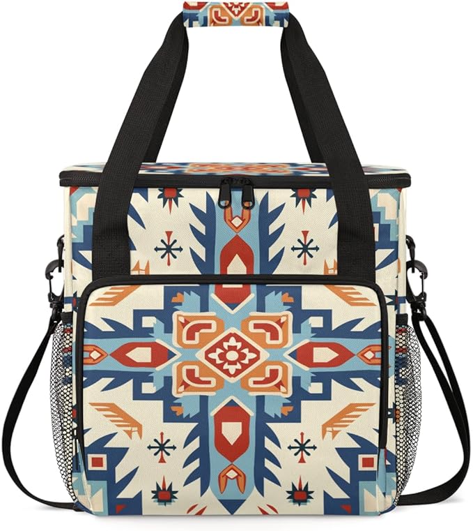 Fractal Mandala Coffee Maker Carrying Bag Portable Travel Storage Tote Bag Compatible with K-Mini or K-Mini Plus Single Serve Coffee Brewer Carrying Case with Multiple Pockets &amp Shoulder Strap