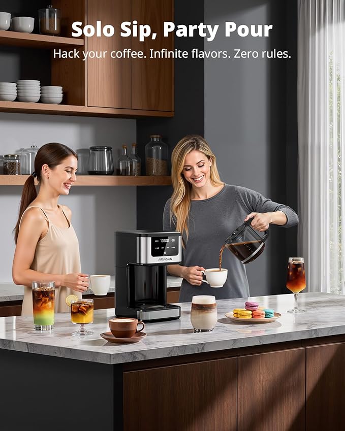 AIRMSEN 14-Cup Programmable Drip Coffee Maker – 1000W Fast Brewing Coffee Machine with Timer Delay Start &amp 2H Keep-Warm 73oz Tank Touchscreen &amp Glass Carafe – Perfect for Home &amp Office