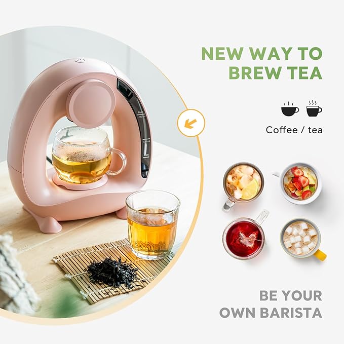 BENFUCHEN Pod and Grounds Single-Serve Coffee Maker 2 in 1 One Cup Coffee Machine Compatible with K-Cup Pod &amp Coffee Grounds/Tea Compact Design 4-8oz Pink