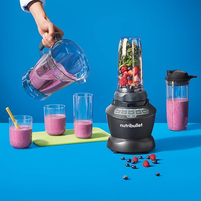 PNAEUT NutriBullet ZNBF30500ZC Blender Combo 1200 Watt with Single Serve Cups Dark Gray