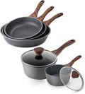 SENSARTE Nonstick Cookware Set Swiss Granite Coating Omelette Pan Set 9.5+11+12.5 Inch Saucepan with Lid Set 1.5QT + 2.5QT Induction Compatible PFOA Free