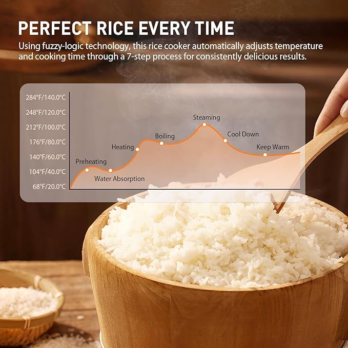 10 in 1 Low Carb Cooker with Steamer Low Sugar 2L Rice Cooker Smart Control Multifunction Rice Cooking 24hr Delay Timer 8hr Keep Warm for White/Brown Rice Porridge and Soup