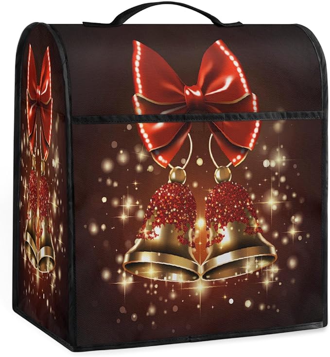 cfpolar Kitchen Aid Mixer Cover Compatible with 6-8 Quarts Christmas Red Bells Xmas Stand Mixer Cover Kitchen Aid Mixers Accessories Appliance Organizer Bag Dust Covers with Zipper Pocket