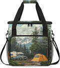Camping Forest Coffee Maker Travel Bag for Keurig K-Mini/K-Mini Plus Insulated Waterproof Tote with Pockets for K-Cup Portable Single-Serve Brewer Case