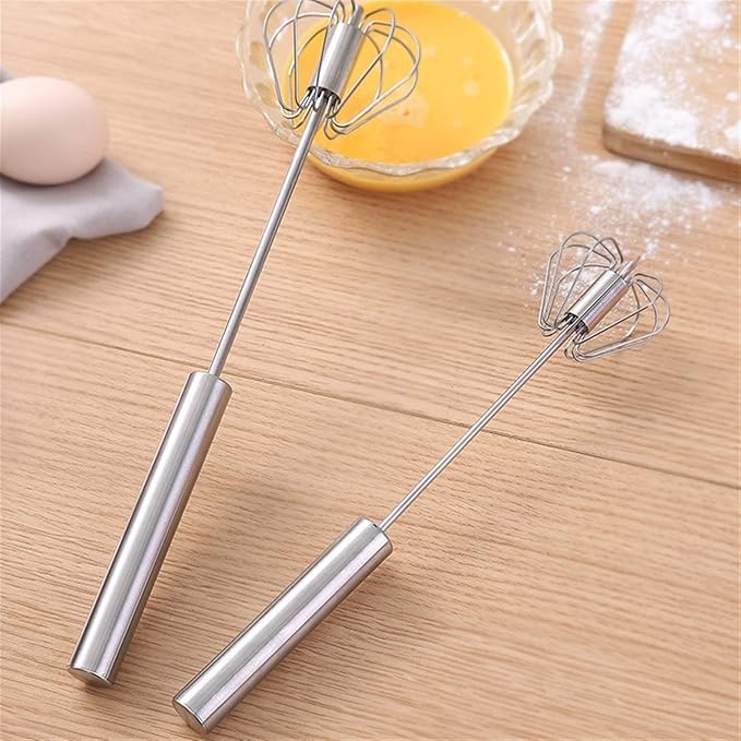 WUCHENG Stainless Steel Hand Eggbeater Hand Pressure Rotating Semi-automatic Mixer Egg Milk Cream Manual Blender Kitchen Cooking Tools hand blender (Color : 12 inch)