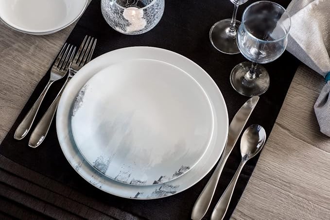 Corelle Tranquil Reflection Chip &amp Break resistant 12Pc Dinner Set Service For 4 Blue Grey