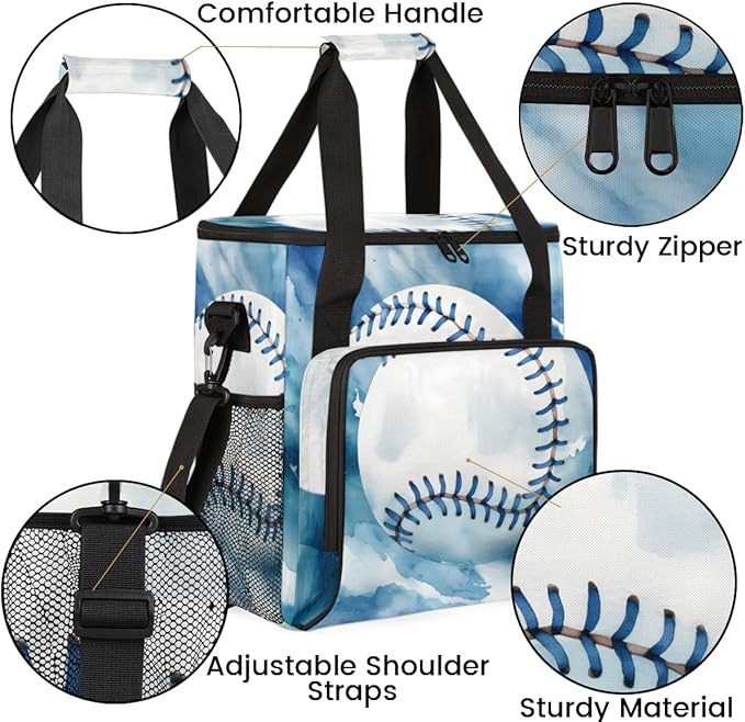 Oil Painting Baseball Coffee Maker Carrying Bag Cartoon Baseball Travel Storage Bag Compatible with K-Mini or K-Mini Plus Single Serve Coffee Brewer Carrying Case with Pockets &amp Shoulder Strap