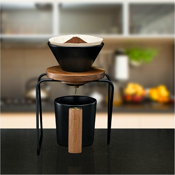 ChefWave Coffee Enthusiast Bundle Set - Single Serve Pour Over Coffee Maker Set w/Coffee Mug Compatible with No. 2 Filter V60 Dripper BPA free 2 Way Drip Coffee Maker (2 Items)
