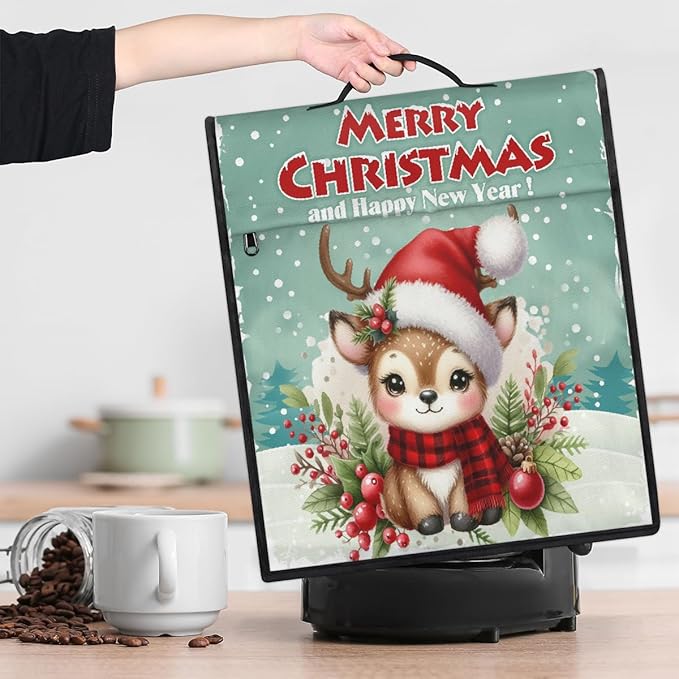cfpolar Kitchen Aid Mixer Cover Compatible with 6-8 Quarts Holly Animal Elk Christmas Stand Mixer Cover Kitchen Aid Mixers Accessories Appliance Organizer Bag Dust Covers with Zipper Pocket