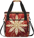 Xmas Snowflakes Coffee Maker Carrying Bag Cute Snowflakes Travel Storage Bag Compatible with K-Mini or K-Mini Plus Single Serve Coffee Brewer Carrying Case with Multiple Pockets &amp Shoulder Strap