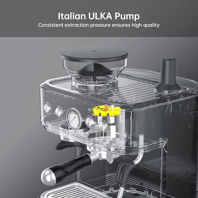 Automatic Coffee Maker Professional Espresso Machine with Grinder Built-in Milk Frother Steam Wand for Cappuccino Latte Macchiato 2.3L Detachable Water Tank Stainless Steel