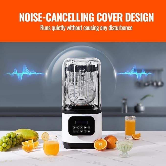 Professional with Shield Commercial Countertop Blenders 68 oz Jar Combo Stainless Steel 9 Speed &amp 5 Functions compatible with Shakes Smoothies Peree and Crush Ice White