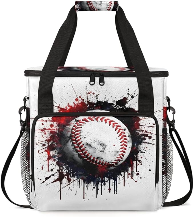 Colorful Baseball Coffee Maker Carrying Bag Watercolor Baseball Travel Storage Bag Compatible with K-Mini or K-Mini Plus Single Serve Coffee Brewer Carrying Case with Pockets &amp Shoulder Strap