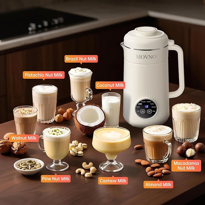 8 IN 1 Nut Milk Maker Machine 40OZ Capacity Homemade Almond Oat Coconut Plant Based Milks&amp Non Dairy Beverages Automatic Pure Copper Motor Soy Milk Maker Blender with Delay Start/Boil Water