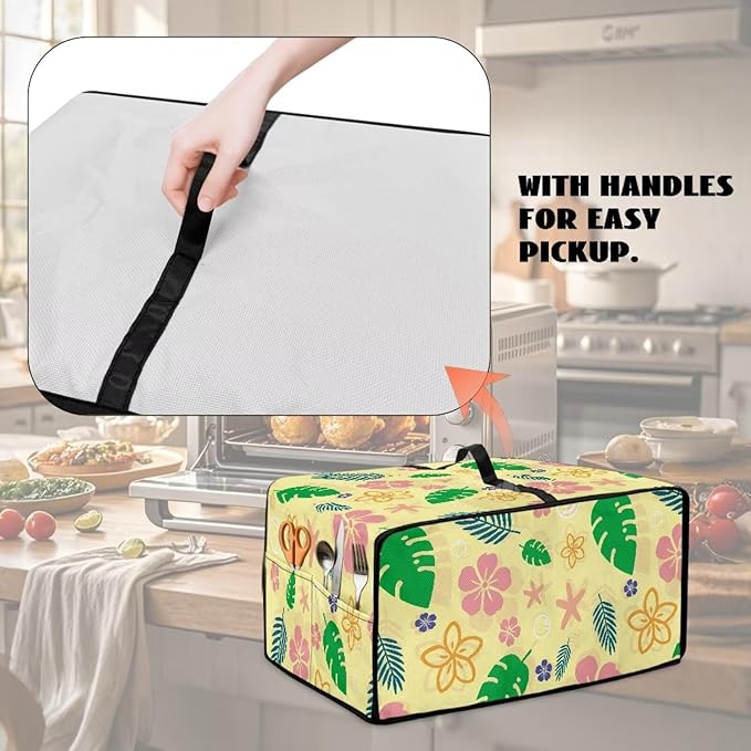 Doojoayie Flower &amp Leaf Small Appliance Covers Cute Cat Toaster Oven Cover 4 Slice Kitchen Appliance Dust Protector 18.5x14.5x 9 Compatible with Toaster/Bread Machine