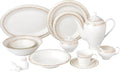 Lorren Home Trends Bone China Dinnerware Set White with Gold Design Border Formal Dining Collection Service for 8 57 Piece